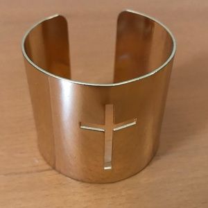 Gold Metal Cuff W/ Cross Cut Out